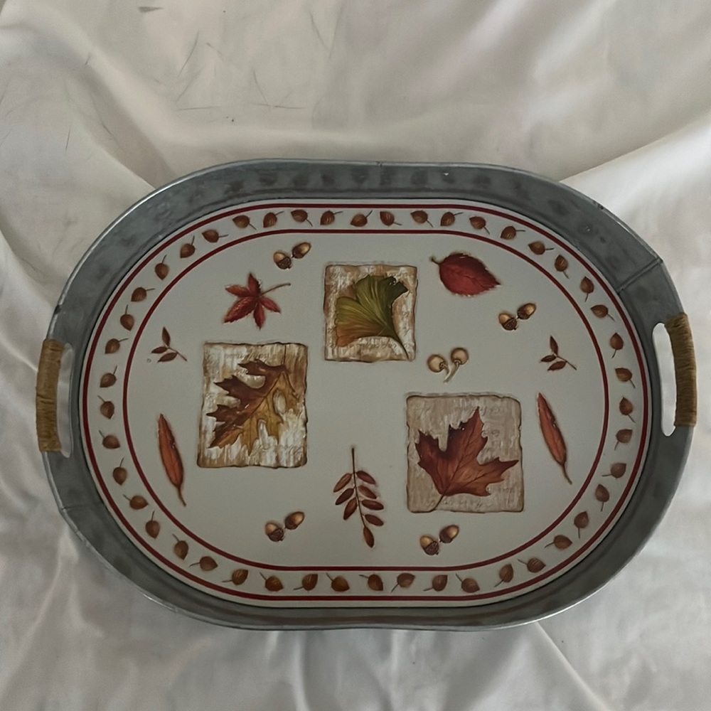 Cute fall metal serving tray